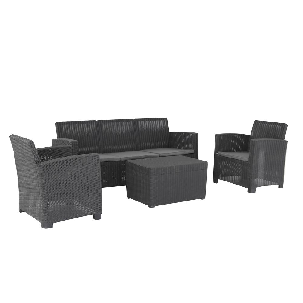 Dukap ALTA All Weather Faux Rattan 5 Person Seating Set with Cushions. The main picture.