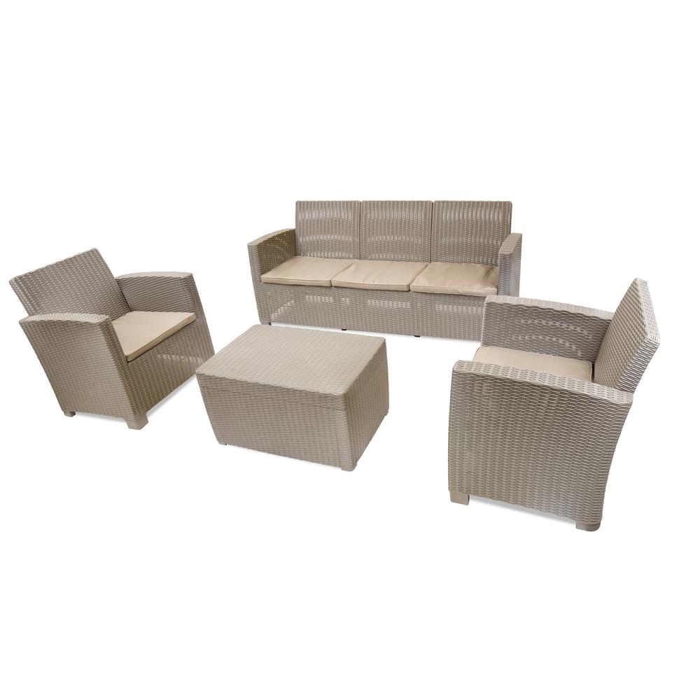 ALTA All Weather Faux Rattan 5 Person Seating Set with Cushions. Picture 4