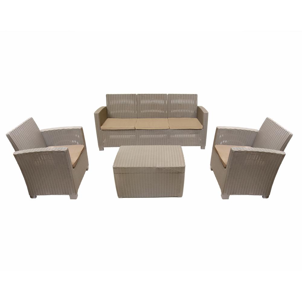 ALTA All Weather Faux Rattan 5 Person Seating Set with Cushions. Picture 6