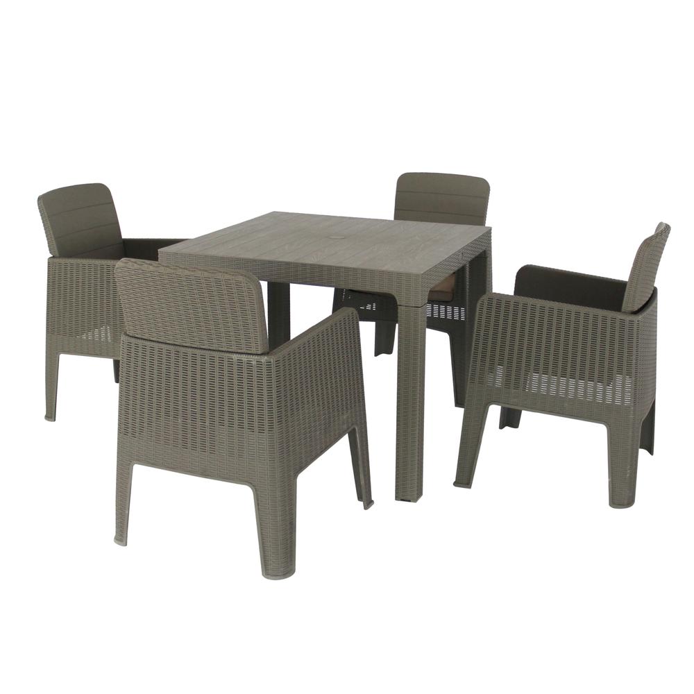 LUCCA 5 Piece Dining Set, Grey with Beige Cushions. Picture 1