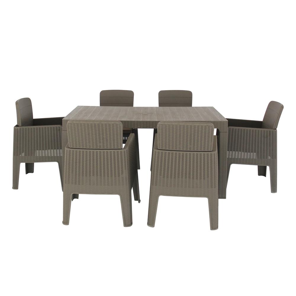 LUCCA 7 Piece Dining Set, Grey with Beige Cushions. Picture 3