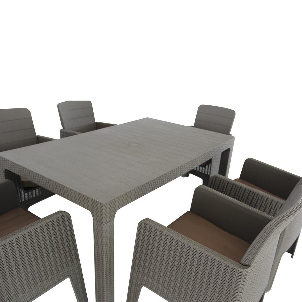 LUCCA 7 Piece Dining Set, Grey with Beige Cushions. Picture 6