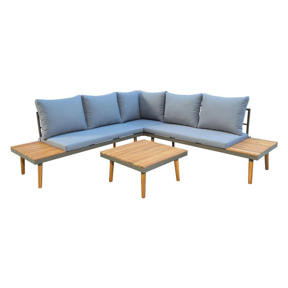 STELLAR Aluminum 5-Piece  Sectional With Tables and Cushions. Picture 1