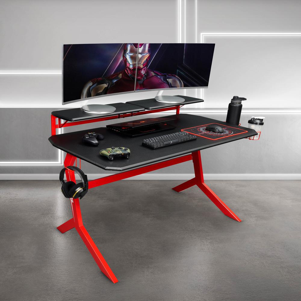 Techni Sport Red Stryker Gaming Desk, Red. Picture 14