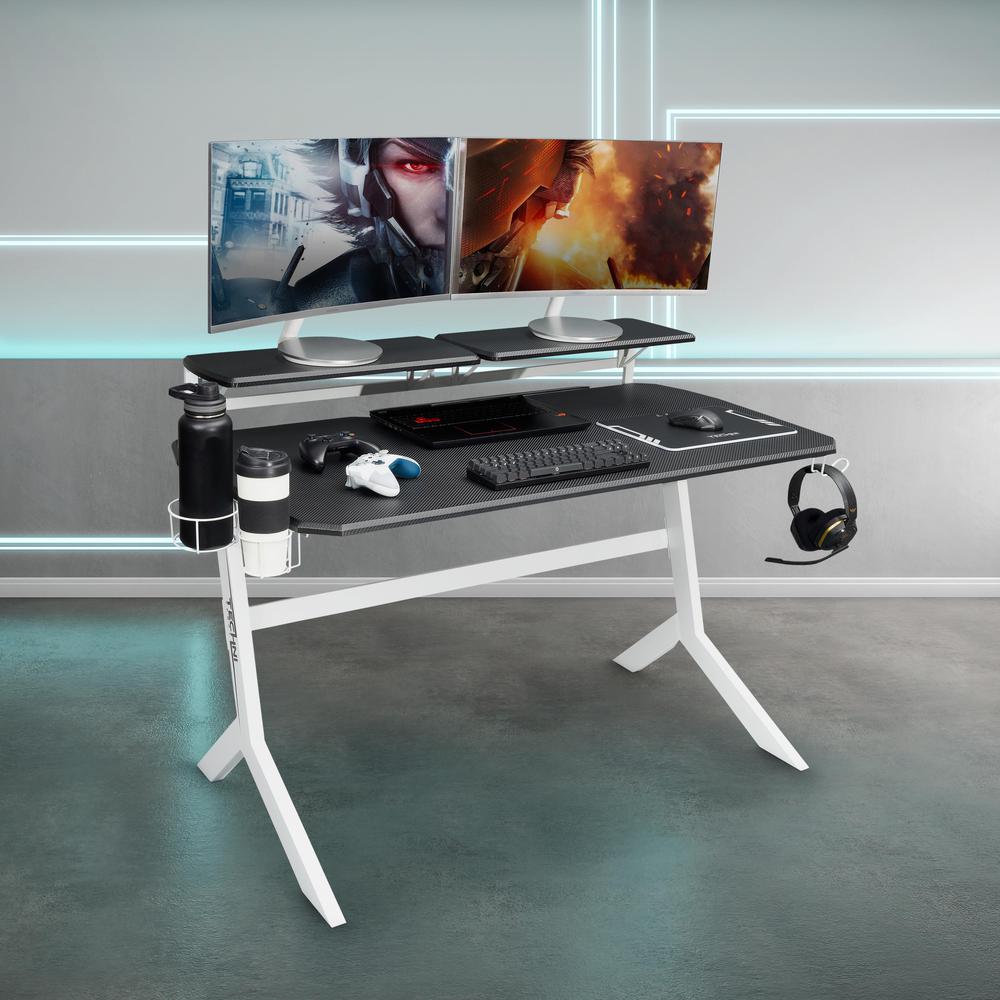 Techni Sport White Stryker Gaming Desk, White. Picture 9
