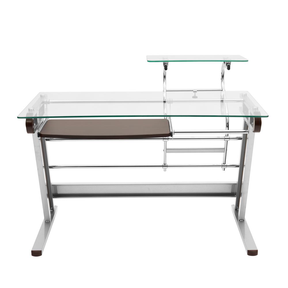 Techni Mobili Home Office Workstation with Sturdy Chrome Base, Glass. Picture 9