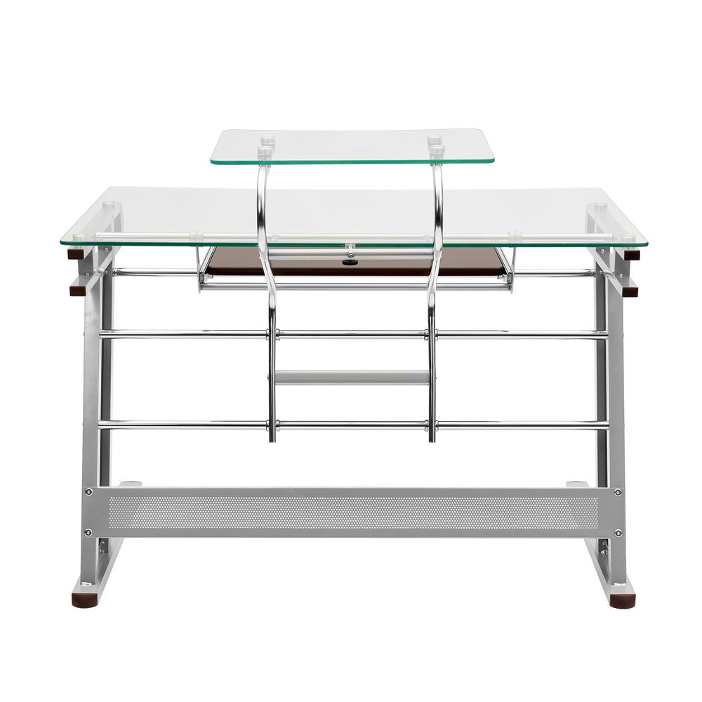 Techni Mobili Home Office Workstation with Sturdy Chrome Base, Glass. Picture 14
