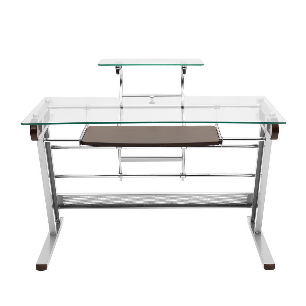 Techni Mobili Home Office Workstation with Sturdy Chrome Base, Glass. Picture 3