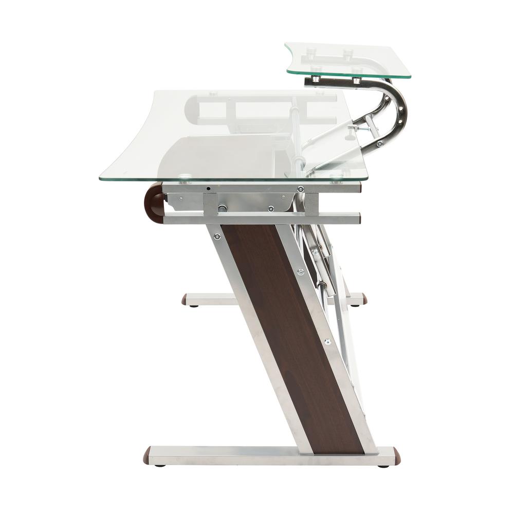 Techni Mobili Home Office Workstation with Sturdy Chrome Base, Glass. Picture 2