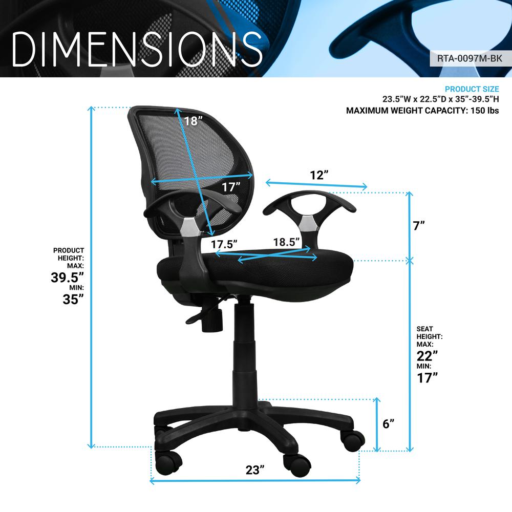 Midback Mesh Task Office Chair. Color: Black. Picture 7