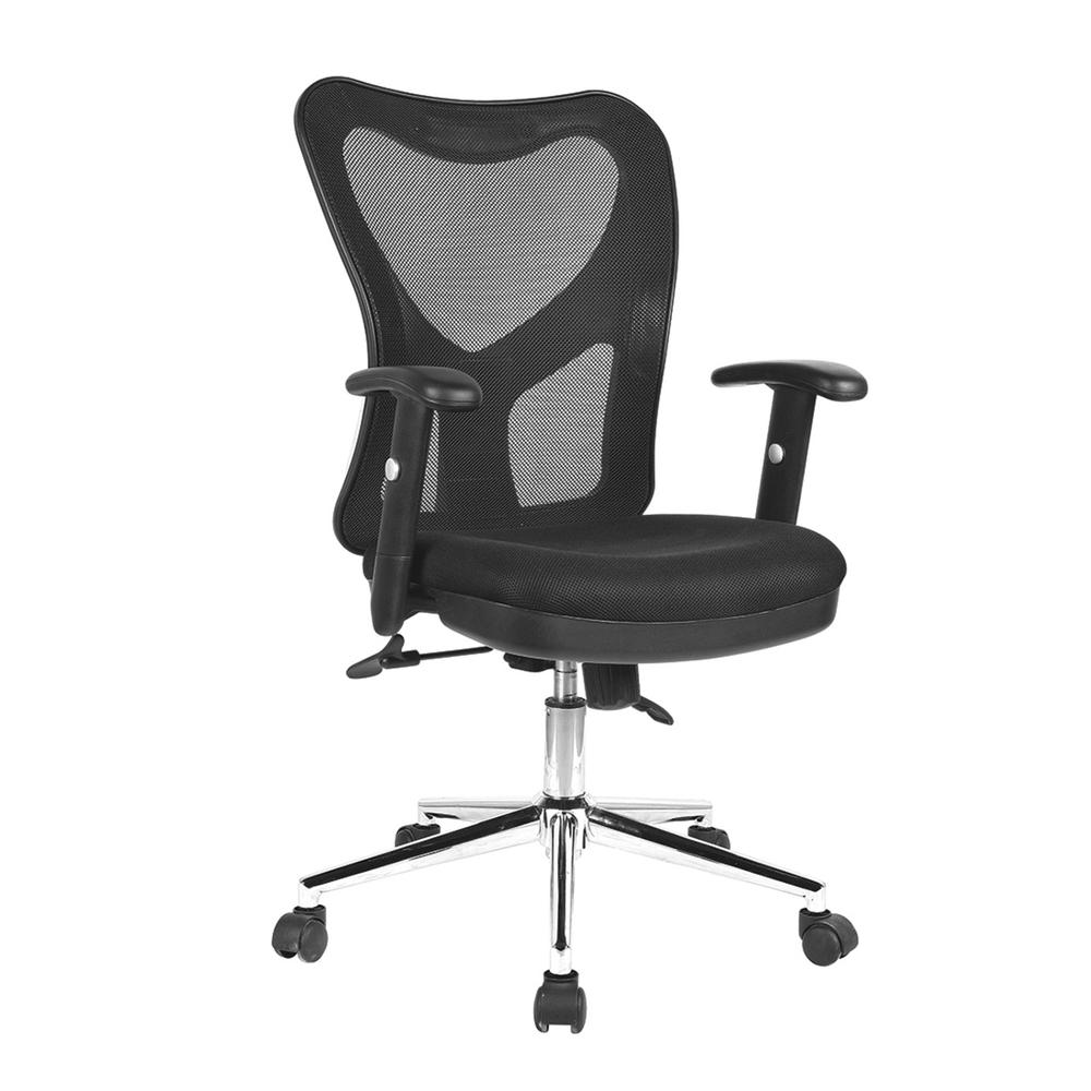 High Back Mesh Office Chair With Chrome Base. Color: Black. Picture 1