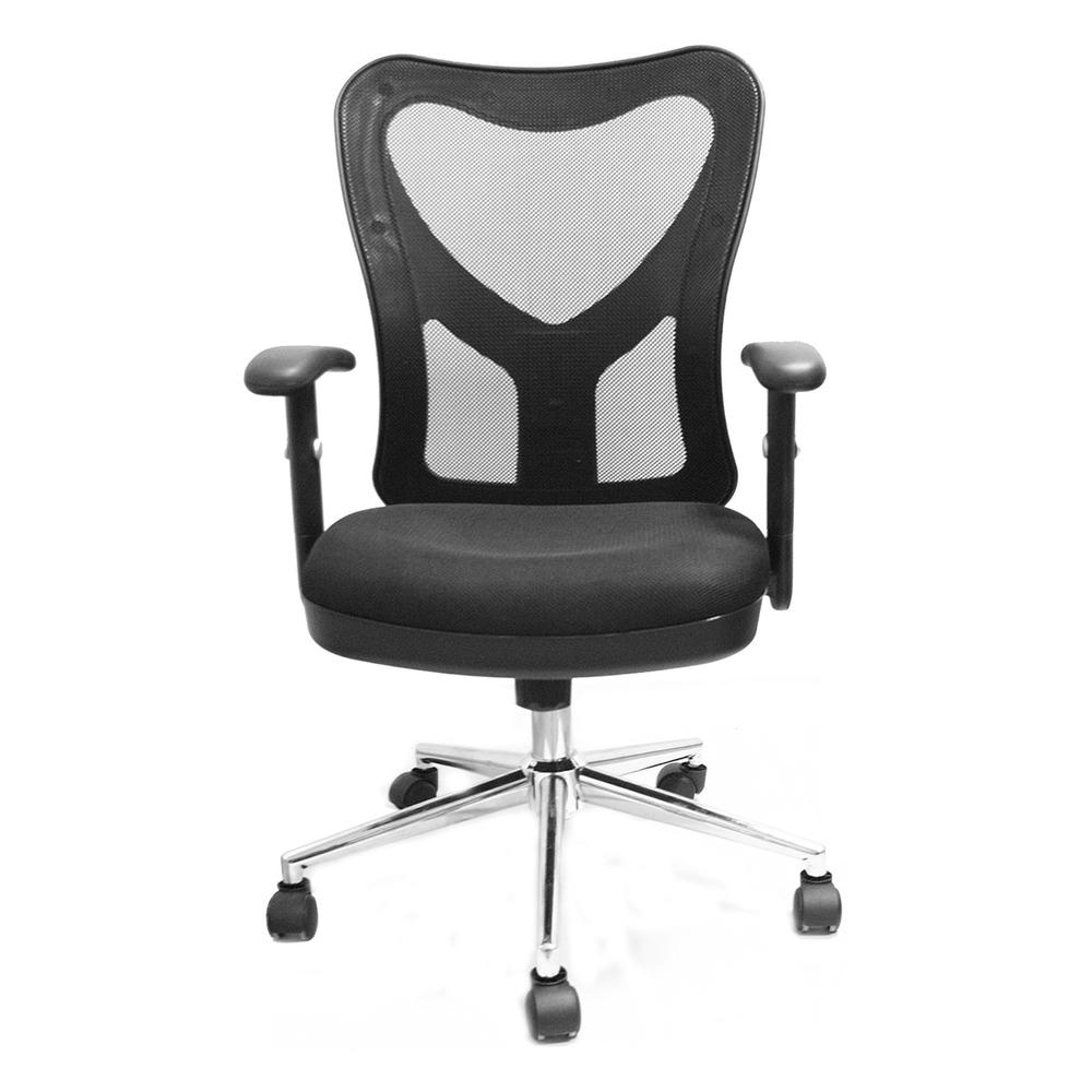 High Back Mesh Office Chair With Chrome Base. Color: Black. Picture 2