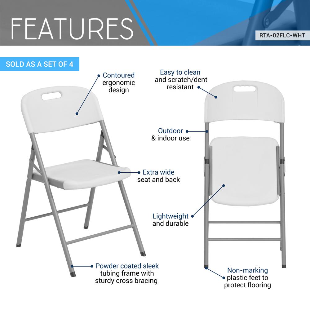 Techni Home Premium Comfort Granite White Folding Chairs – Set of 4. Picture 5