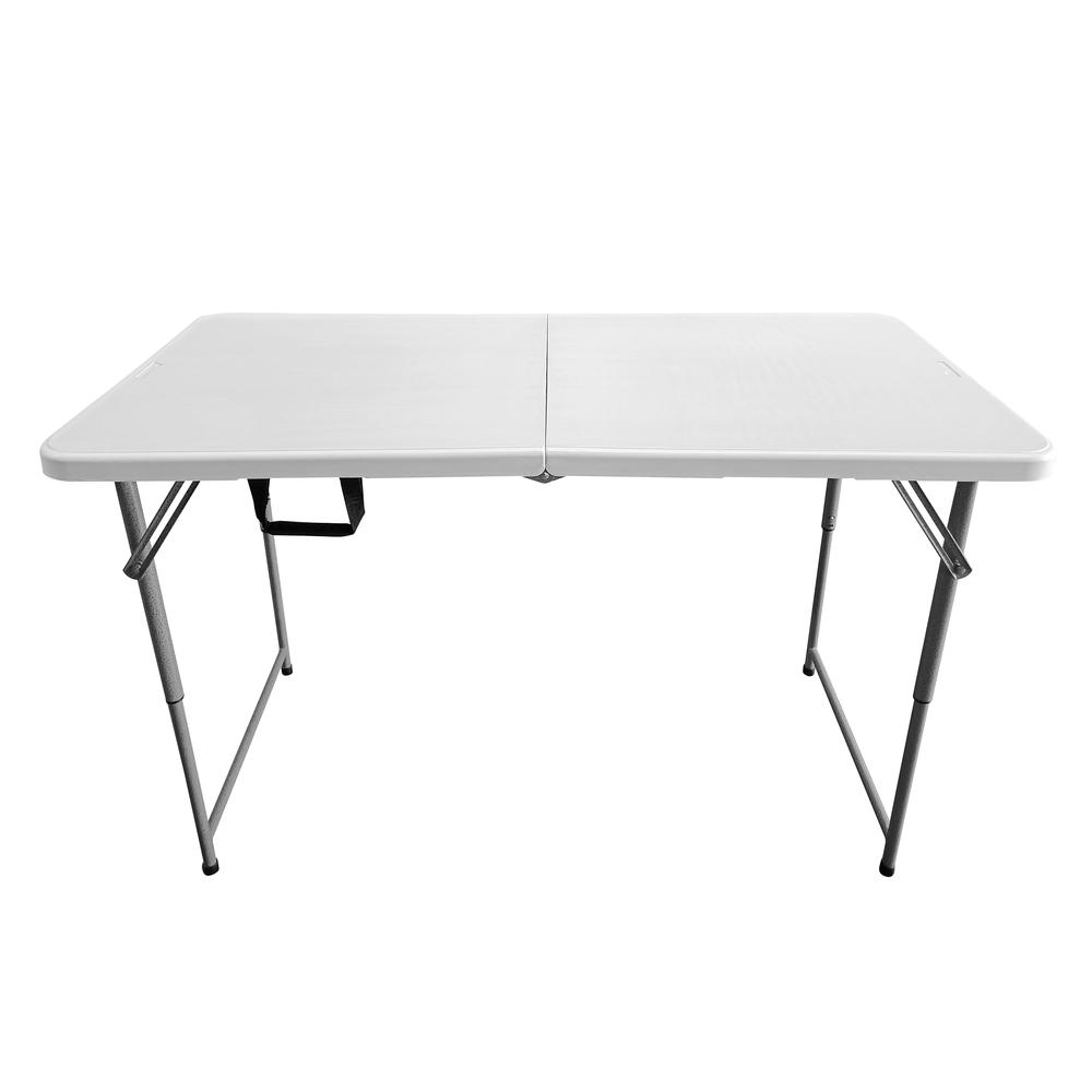 Techni Home Height Adjustable 4 FT Granite White Folding Table. Picture 2