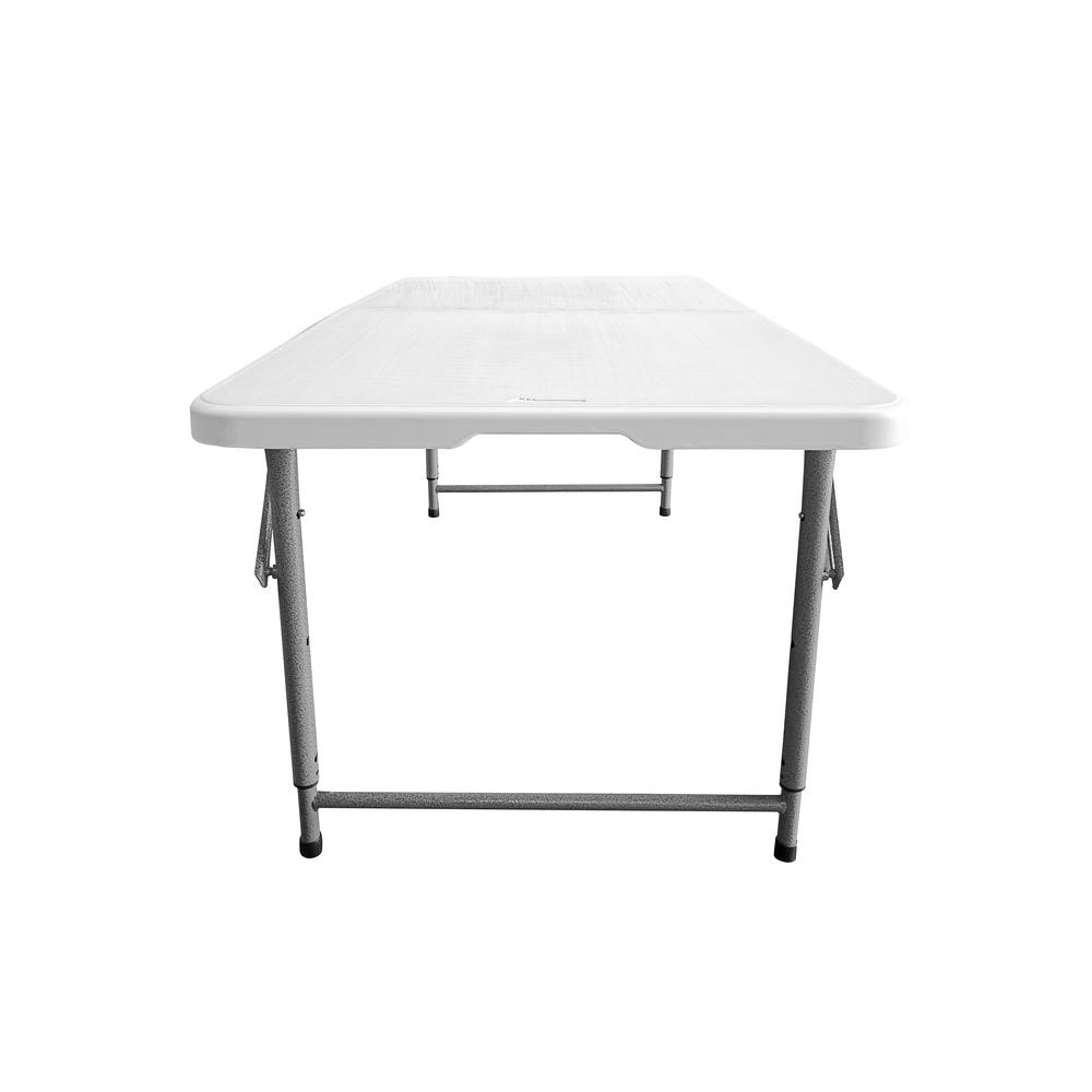 Techni Home Height Adjustable 4 FT Granite White Folding Table. Picture 3