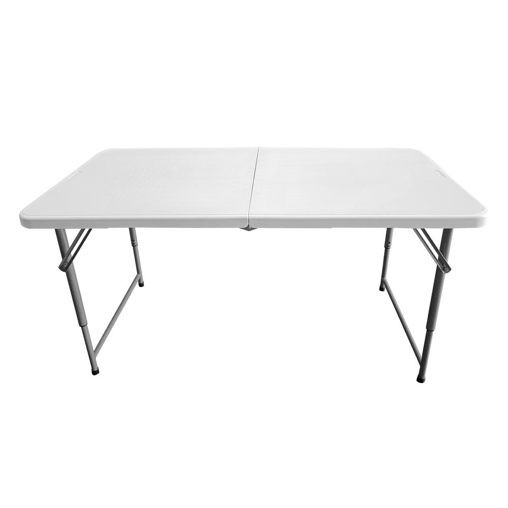 Techni Home Height Adjustable 4 FT Granite White Folding Table. Picture 10