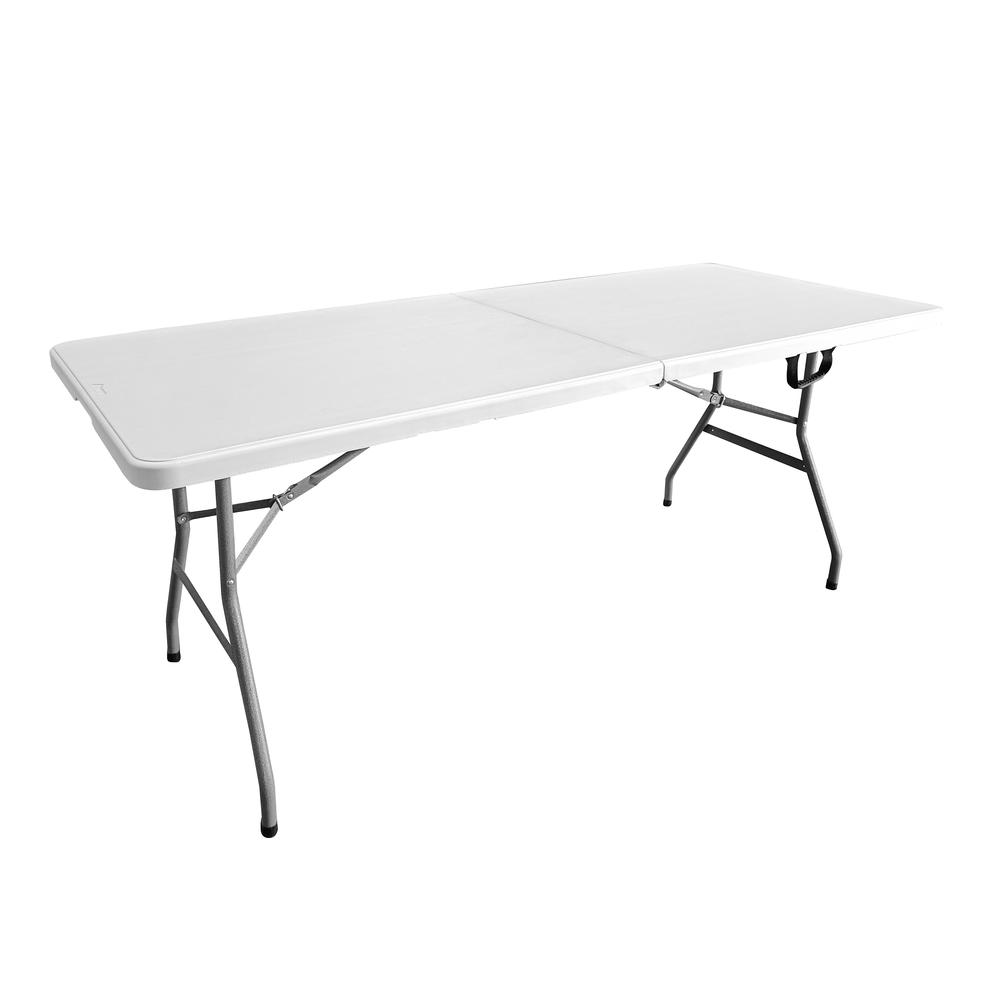 Techni Home 6 FT Granite White Folding Table with Easy- Carry Handle. Picture 1