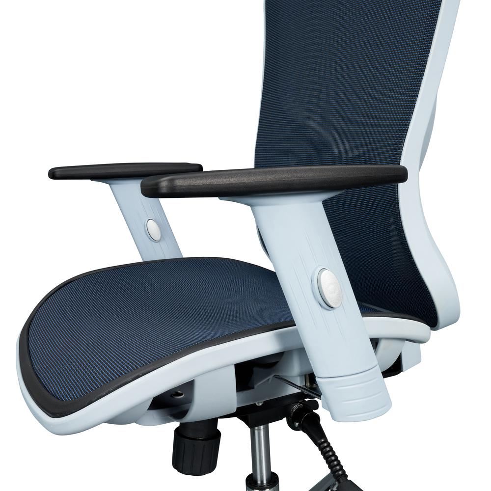The Techni Mobili High Back Executive Mesh Office Chair with Arms, Headrest and Lumbar Support, Blue. Picture 8
