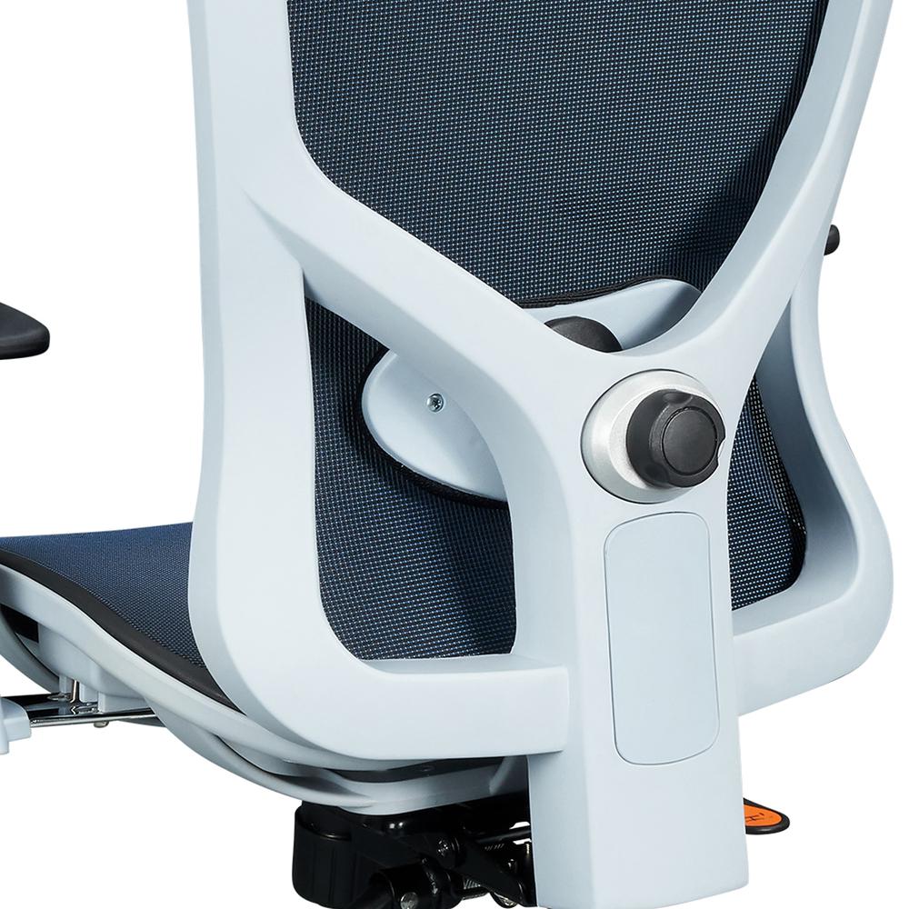 The Techni Mobili High Back Executive Mesh Office Chair with Arms, Headrest and Lumbar Support, Blue. Picture 9