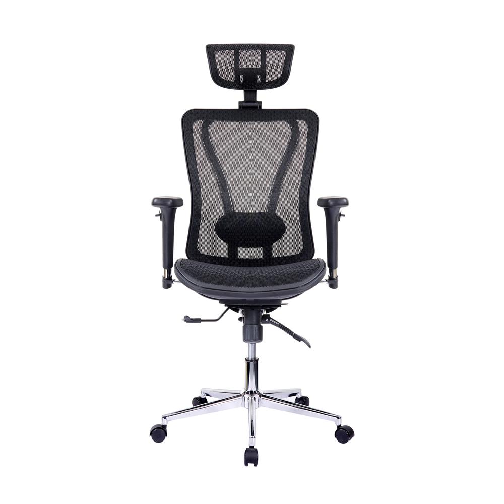 Techni Mobili High Back Executive Mesh Office Chair with Arms, Headrest and Lumbar Support , Black. Picture 3
