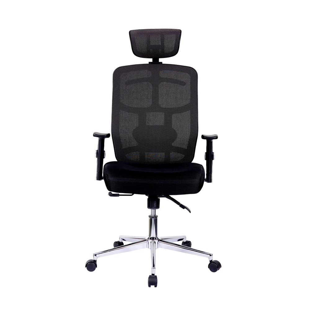 Techni Mobili High Back Executive Mesh Office Chair with Arms, Lumbar Support and Chrome Base, Black. Picture 3