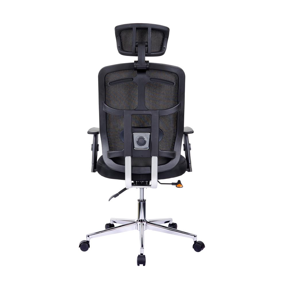 Techni Mobili High Back Executive Mesh Office Chair with Arms, Lumbar Support and Chrome Base, Black. Picture 4