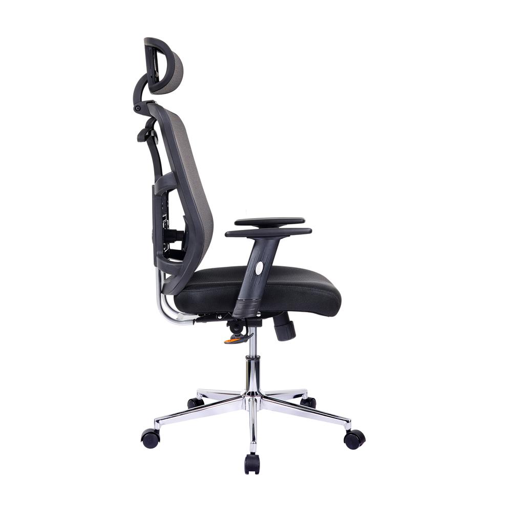 Techni Mobili High Back Executive Mesh Office Chair with Arms, Lumbar Support and Chrome Base, Black. Picture 5