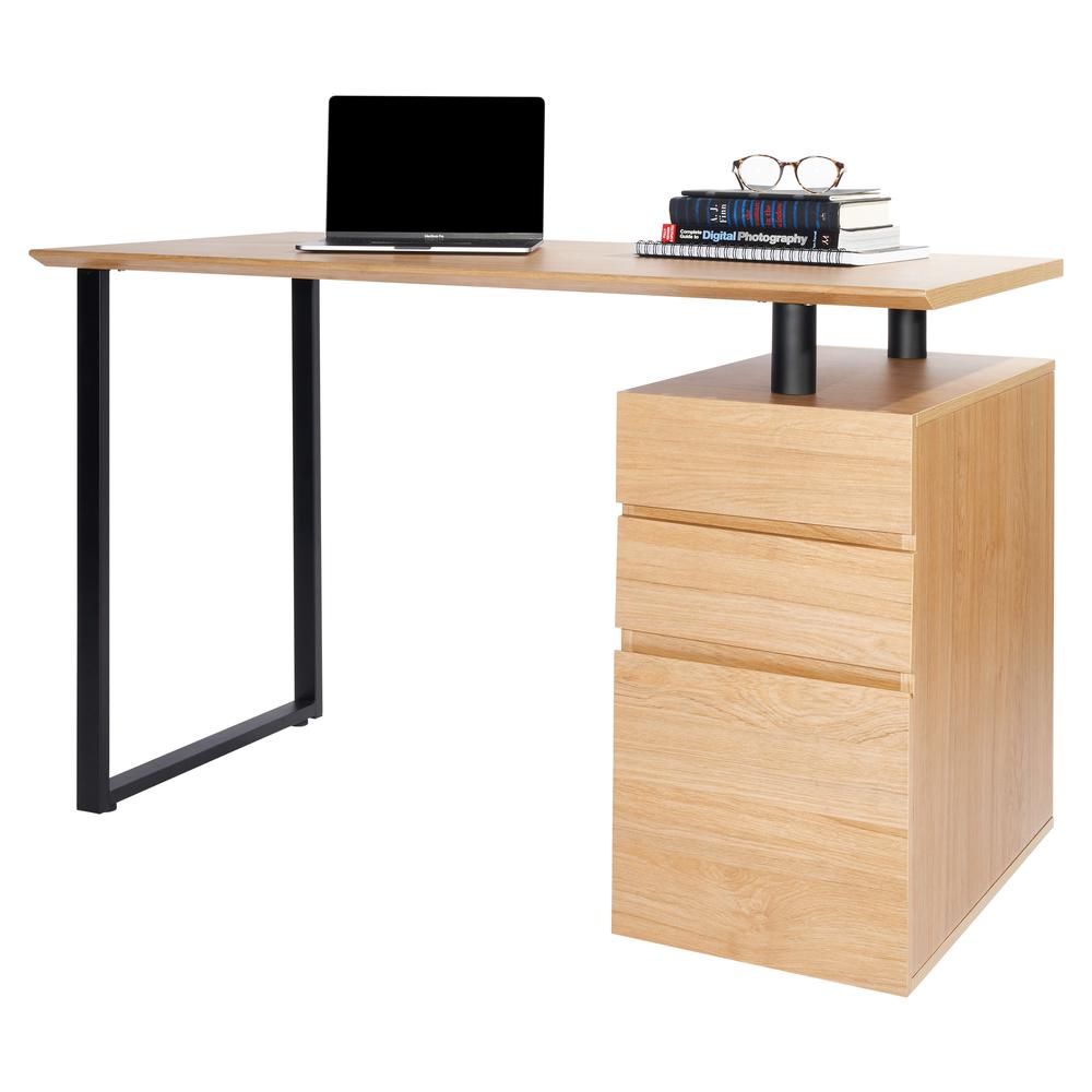 Computer Desk with Storage and File Cabinet. Color: Pine. Picture 3