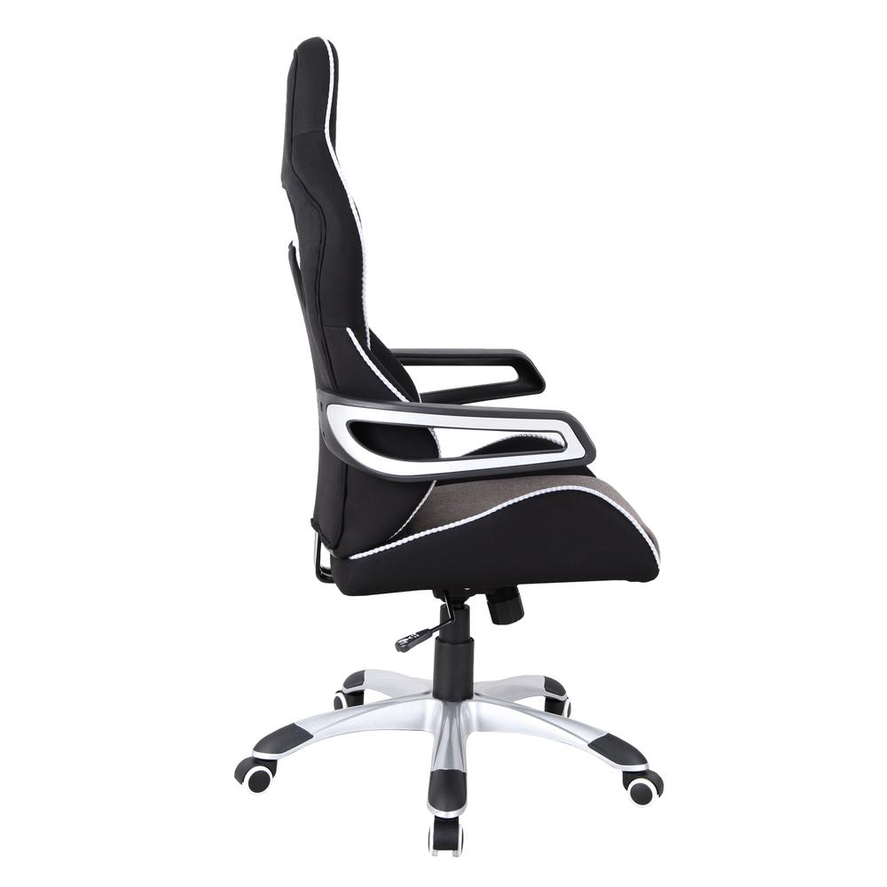 Techni Mobili Ergonomic Upholstered Racing Style Home & Office Chair, Grey/Black. Picture 4