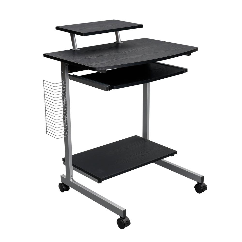 Compact Computer Cart With Storage . Color: Espresso. Picture 1