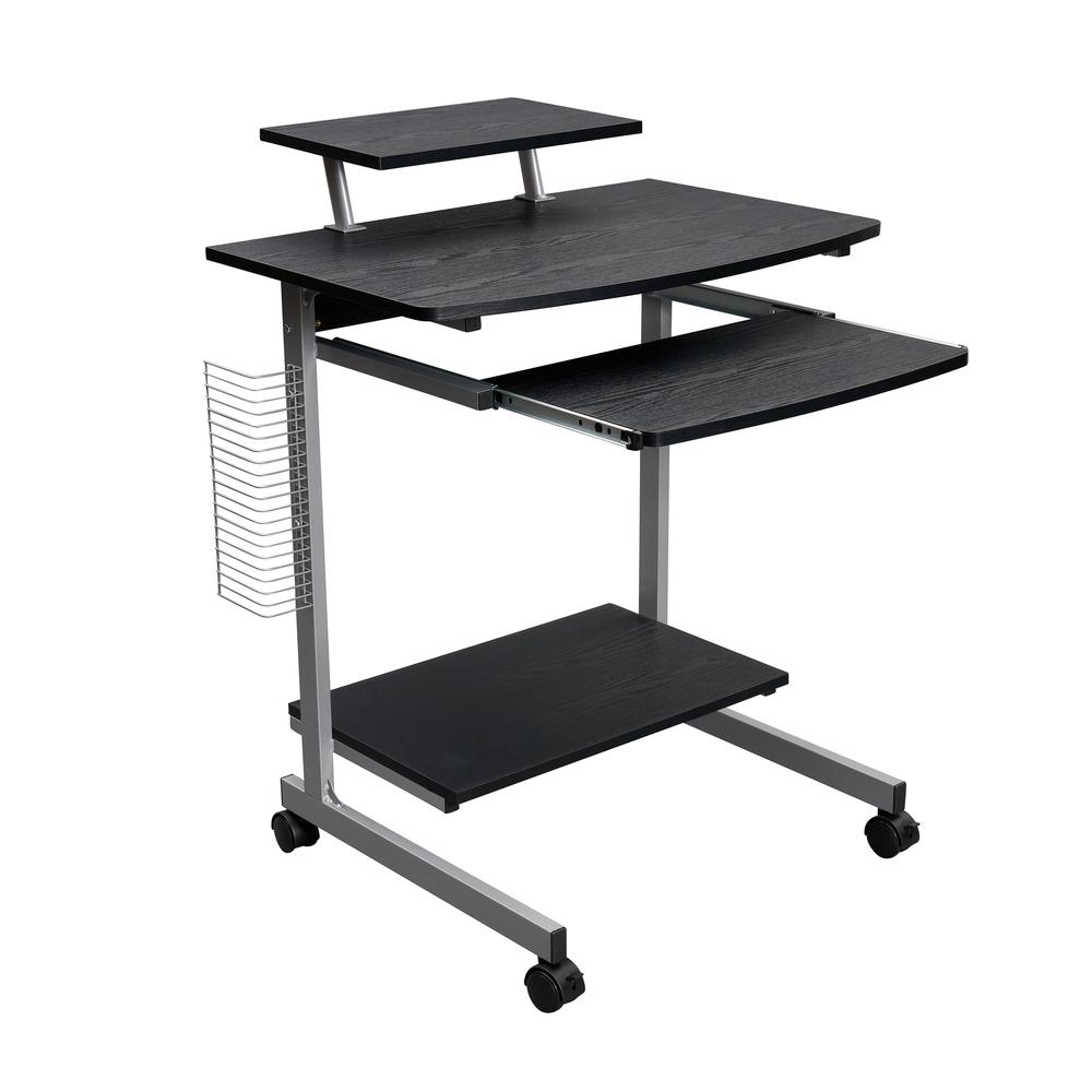 Compact Computer Cart With Storage . Color: Espresso. Picture 5