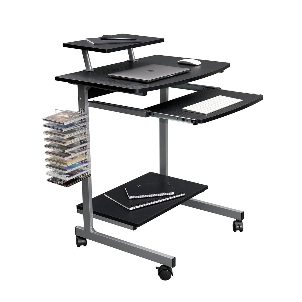Compact Computer Cart With Storage . Color: Espresso. Picture 8