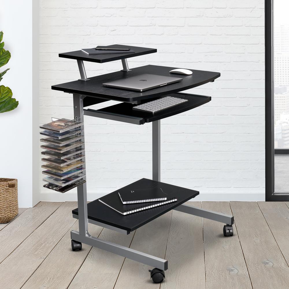 Compact Computer Cart With Storage . Color: Espresso. Picture 10