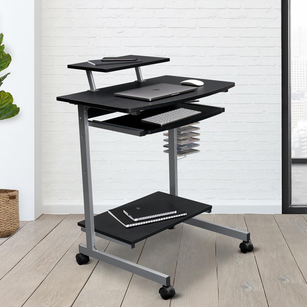 Compact Computer Cart With Storage . Color: Graphite. Picture 10