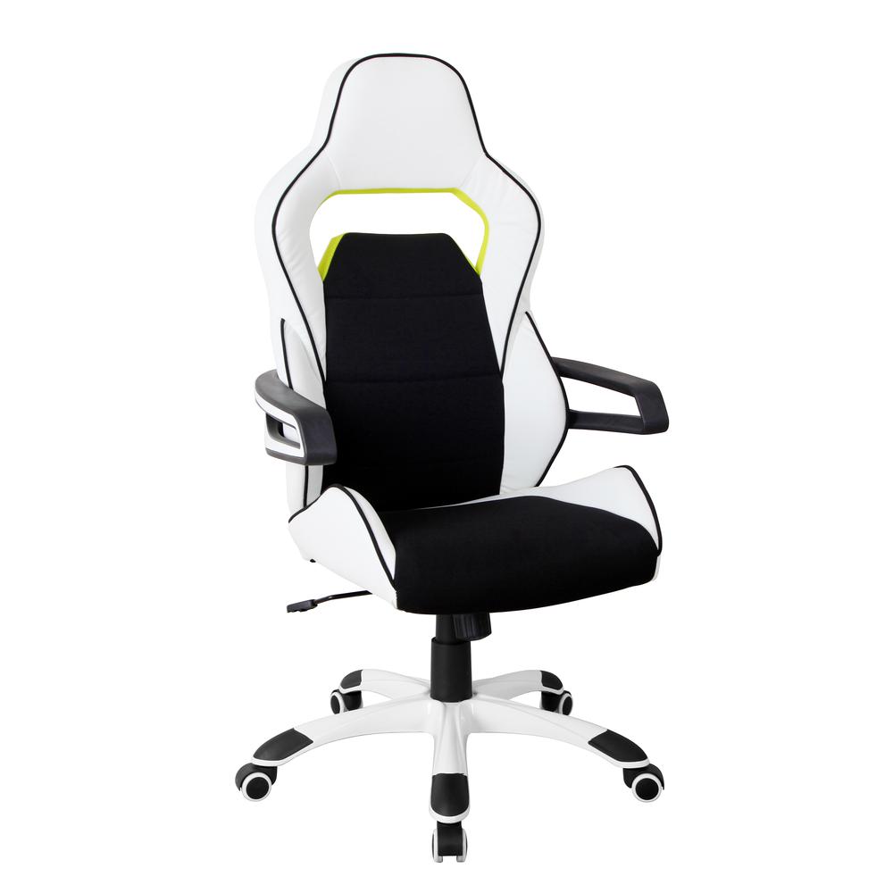 Techni Mobili Ergonomic Essential Racing Style Home & Office Chair, White. Picture 1