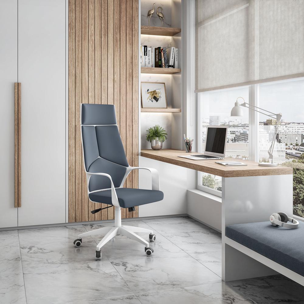Techni Mobili Modern Studio Office Chair, Grey/White. Picture 4