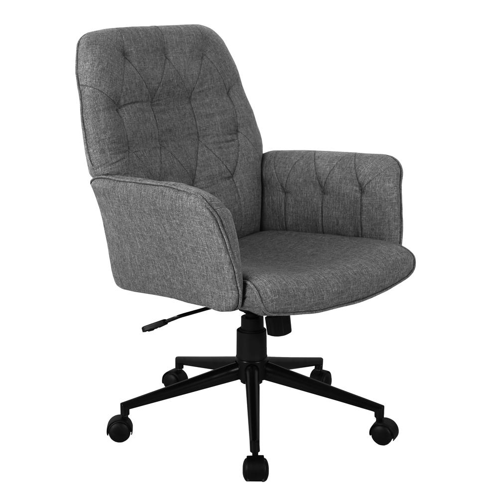 Techni Mobili Modern Upholstered Tufted Office Chair with Arms, Grey. Picture 1