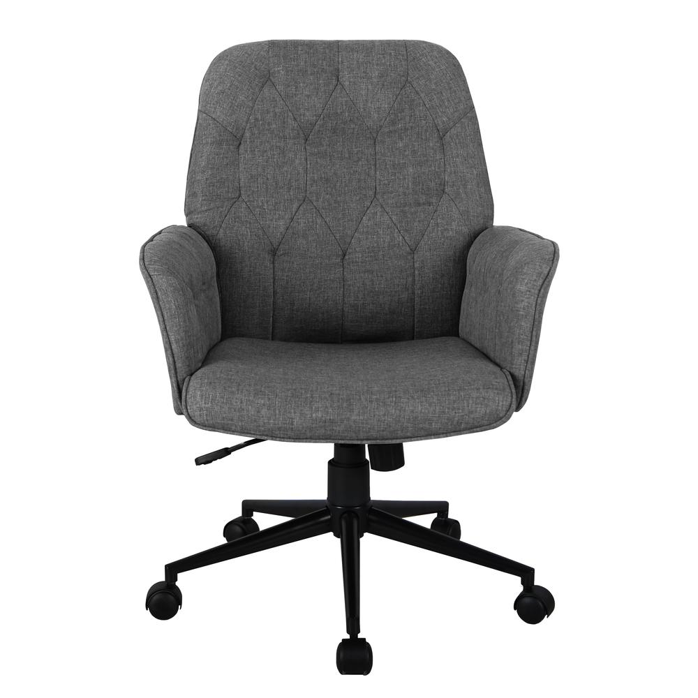 Techni Mobili Modern Upholstered Tufted Office Chair with Arms, Grey. Picture 2