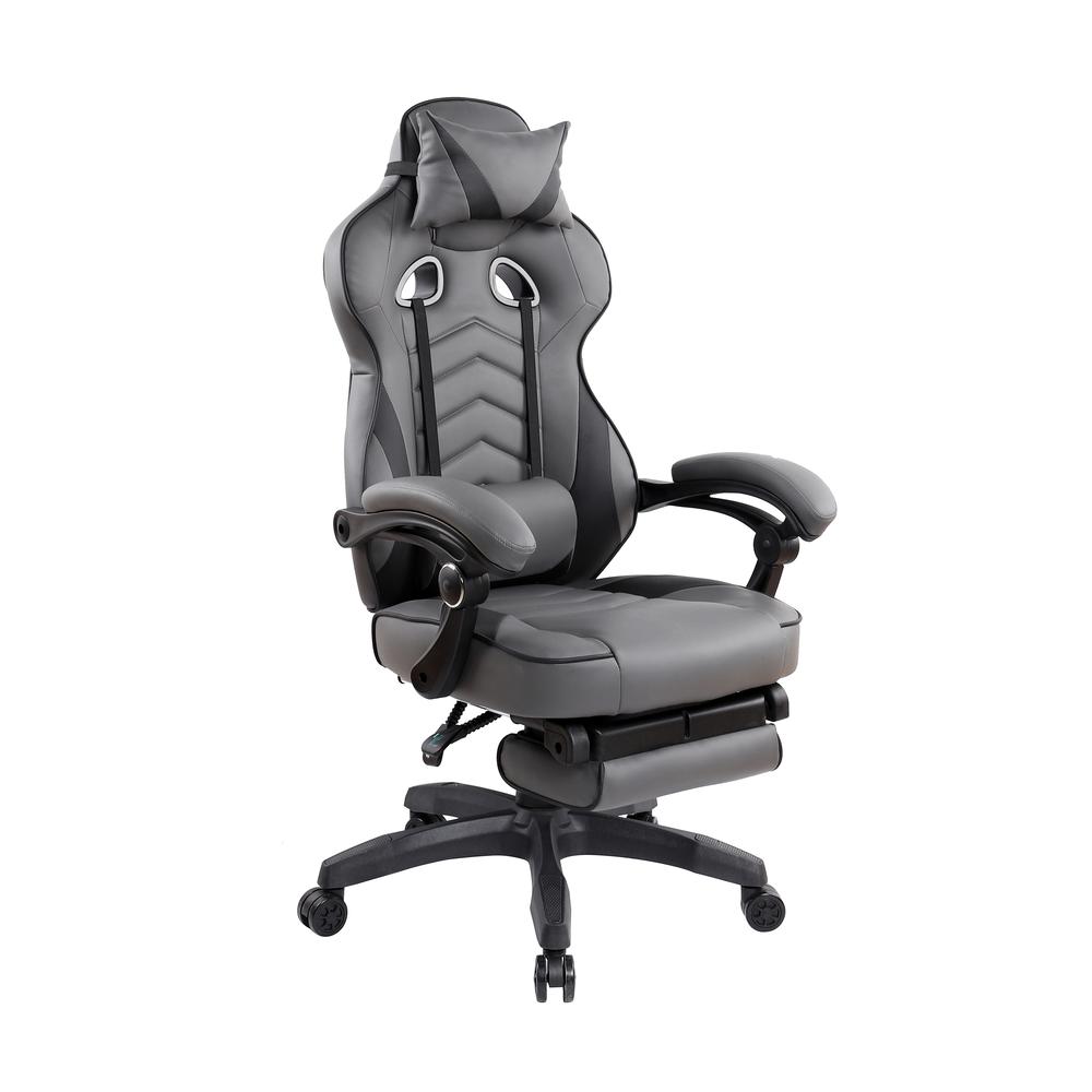 Reclining PU Leather Executive Office Chair with Footrest. Picture 1
