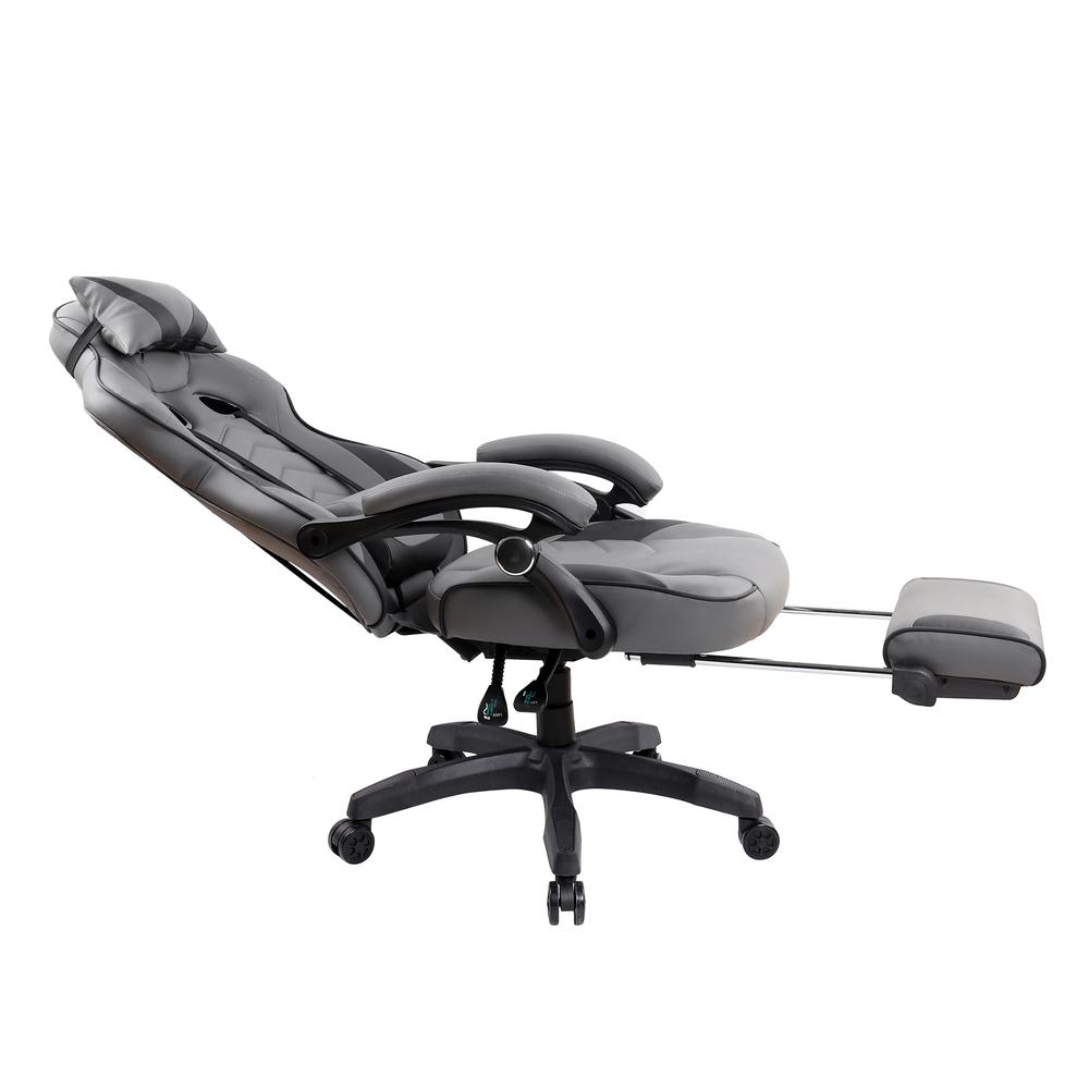 Reclining PU Leather Executive Office Chair with Footrest. Picture 3