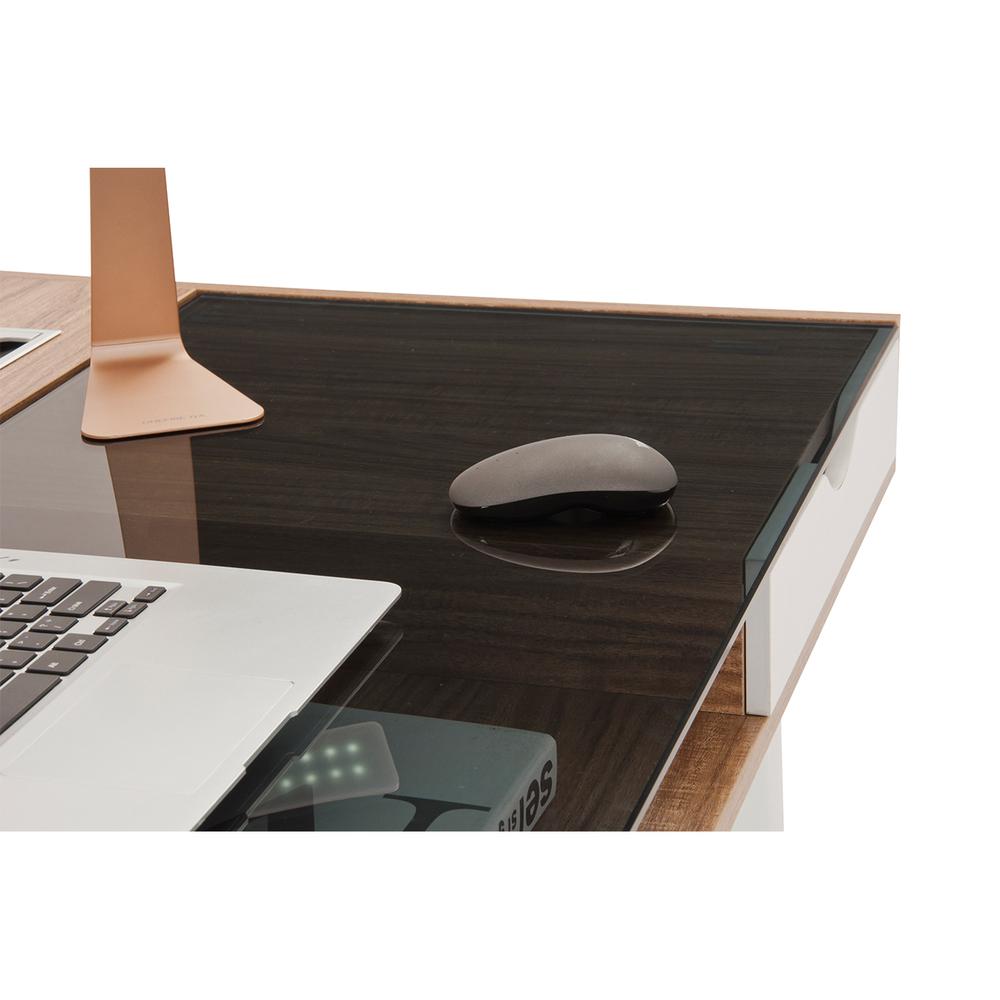 Compact Computer Desk with Multiple Storage. Color: Walnut. Picture 11