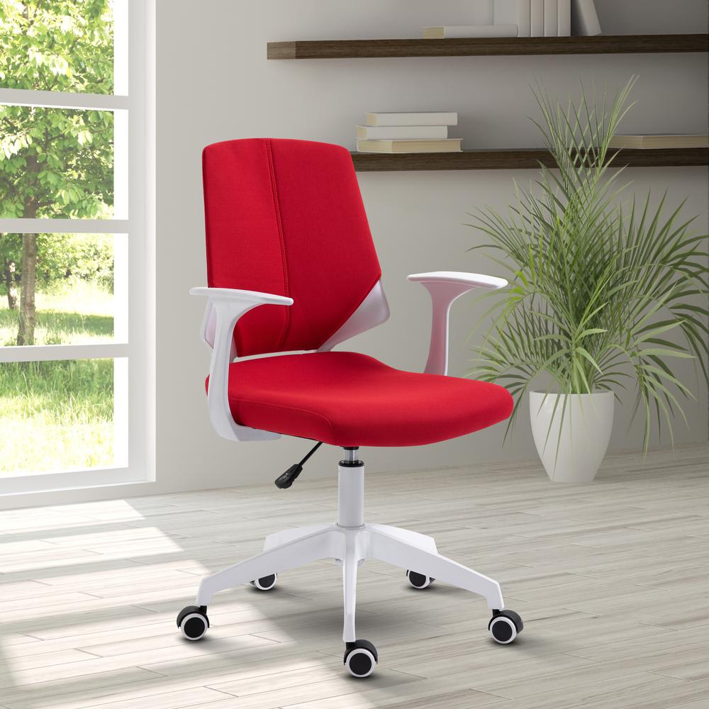 Techni Mobili Height Adjustable Mid Back Office Chair, Red. Picture 5