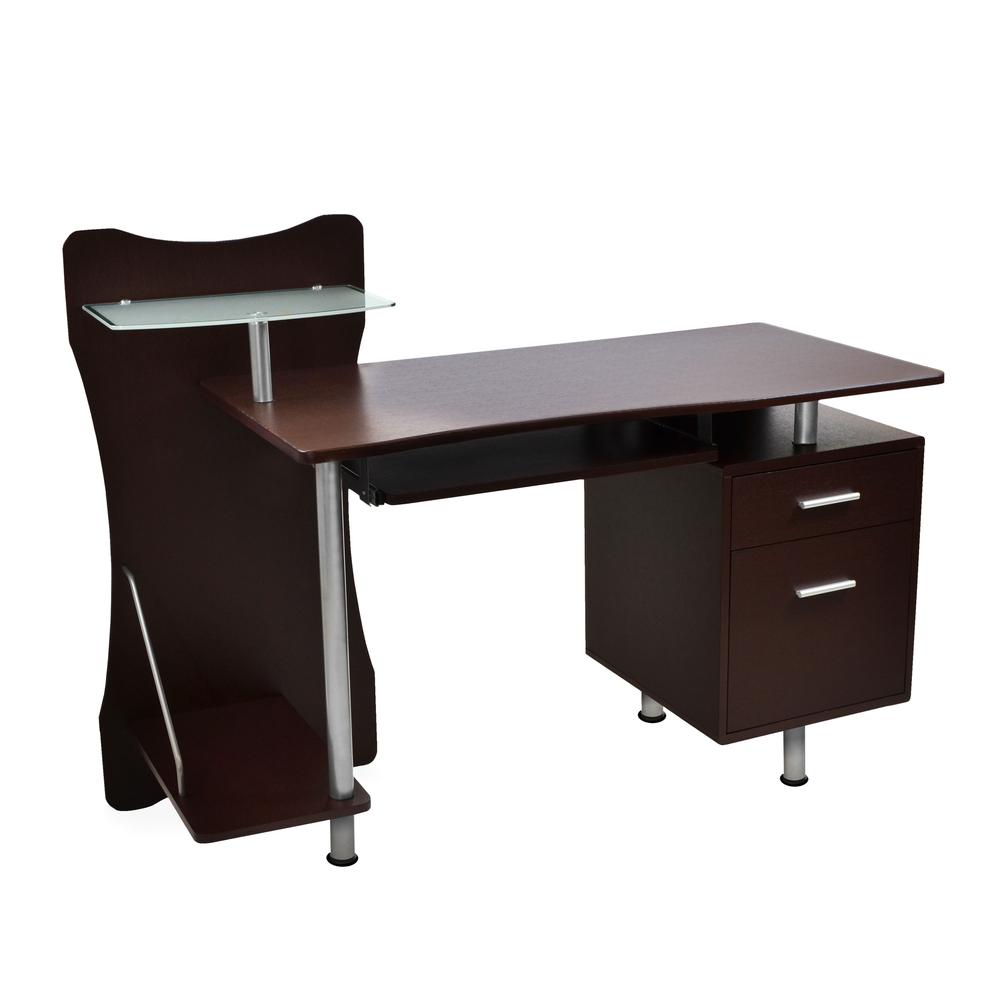 Stylish Computer Desk with Storage. Color: Chocolate. Picture 1