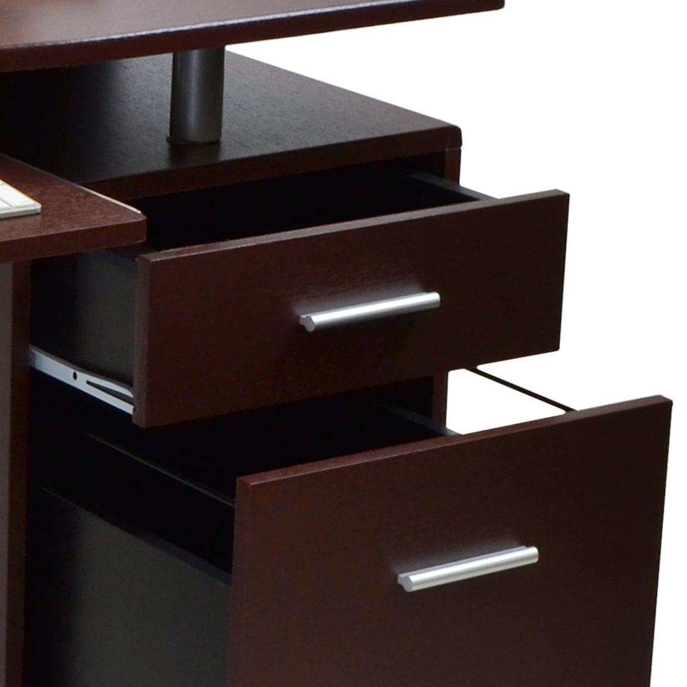 Stylish Computer Desk with Storage. Color: Chocolate. Picture 2
