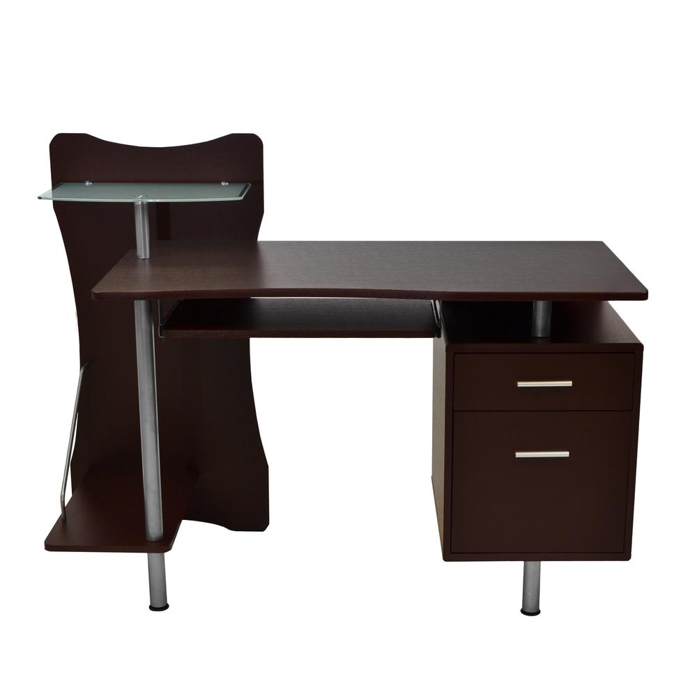 Stylish Computer Desk with Storage. Color: Chocolate. Picture 3