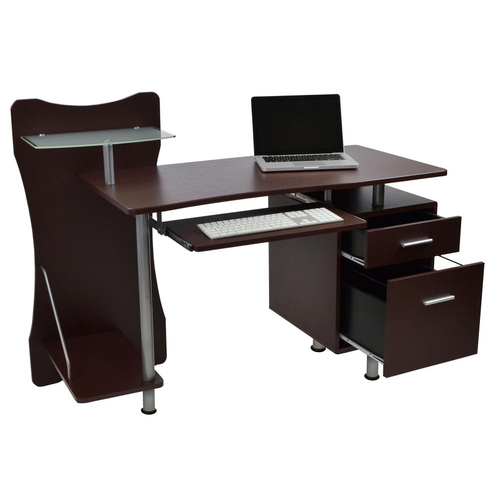 Stylish Computer Desk with Storage. Color: Chocolate. Picture 4