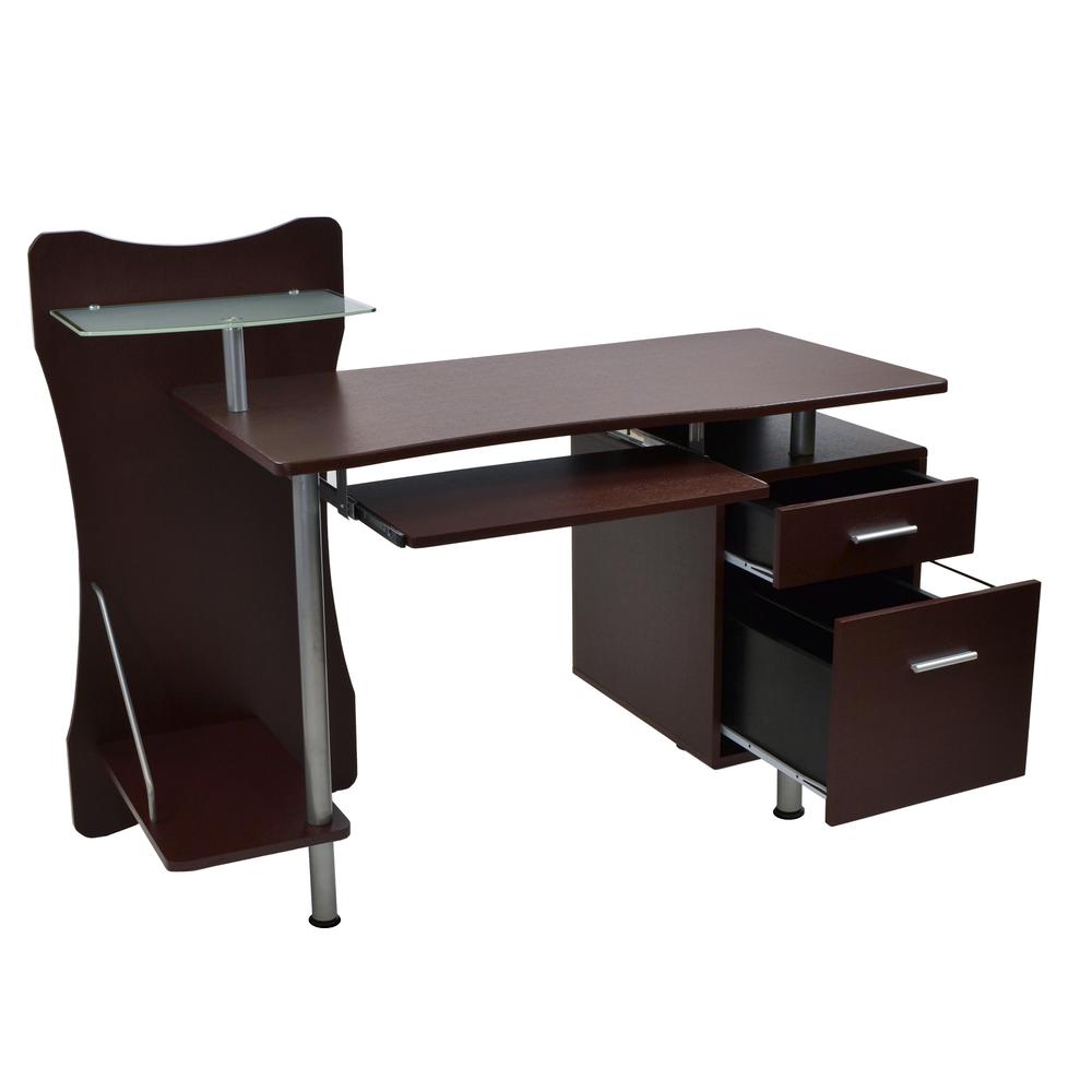 Stylish Computer Desk with Storage. Color: Chocolate. Picture 5