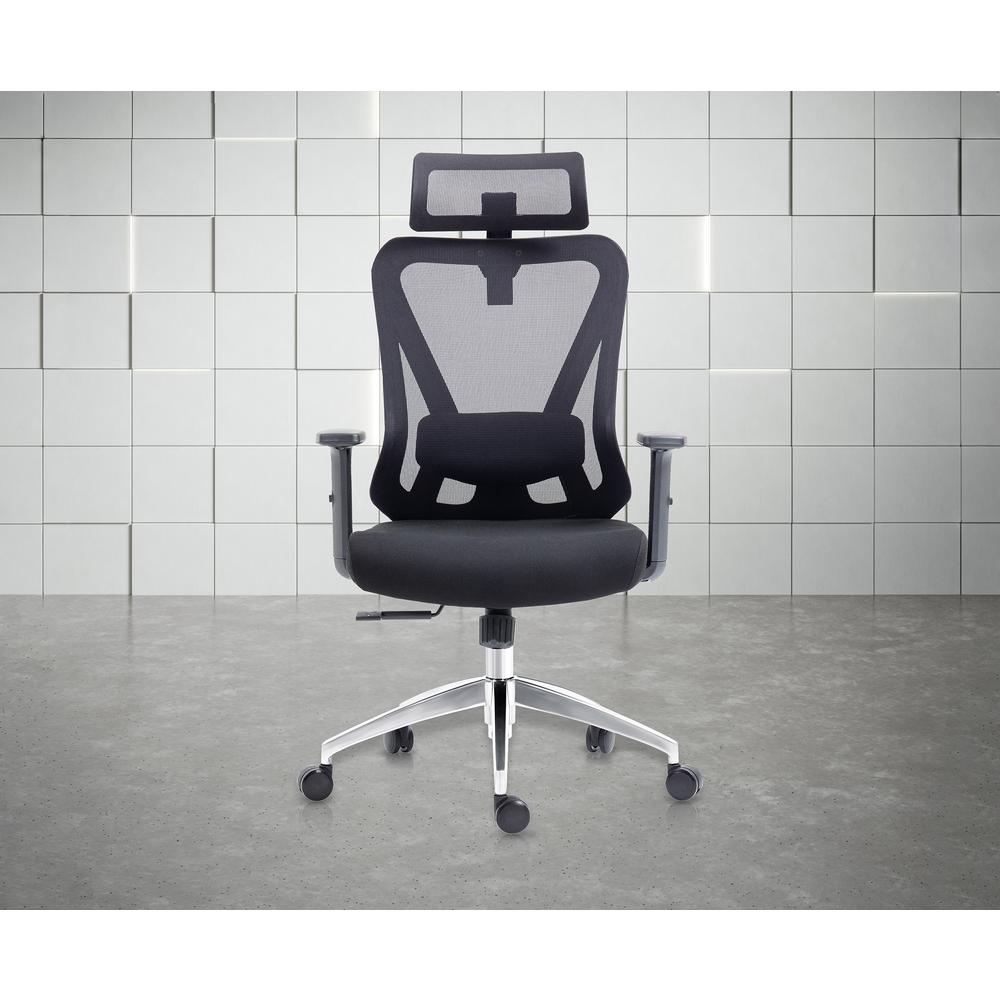 Truly Ergonomic Mesh Office Chair with Headrest & Lumbar Support, Black. Picture 8