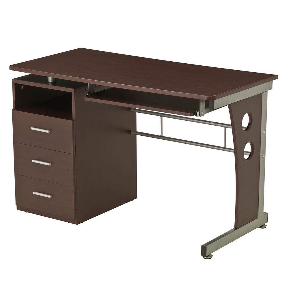 Computer Desk With Ample Storage. Color: Chocolate. Picture 1