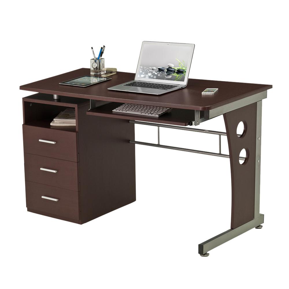 Computer Desk With Ample Storage. Color: Chocolate. Picture 6